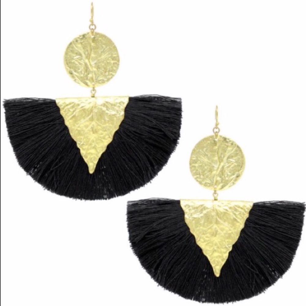 Gold Leaf Fringe Earrings